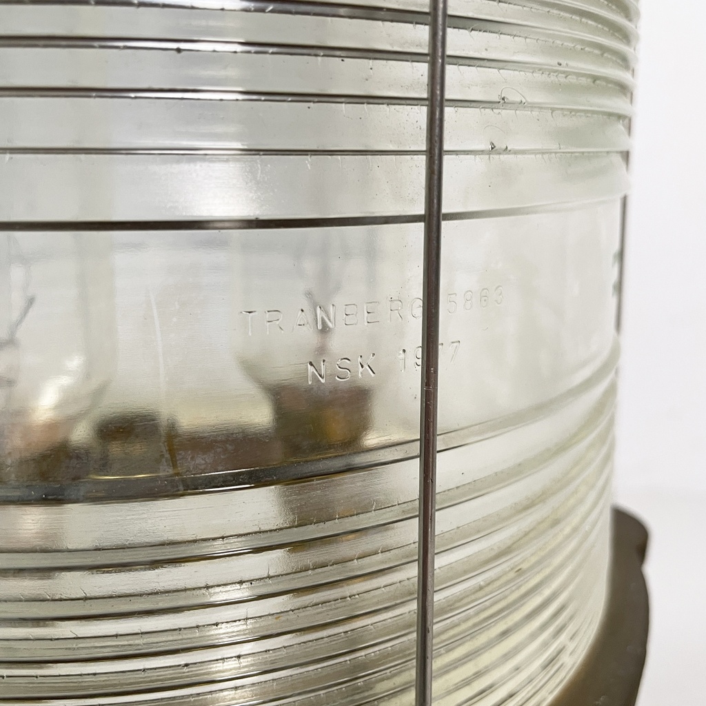 Lampada da nave in legno, vetro e metallo, 1950 ca.