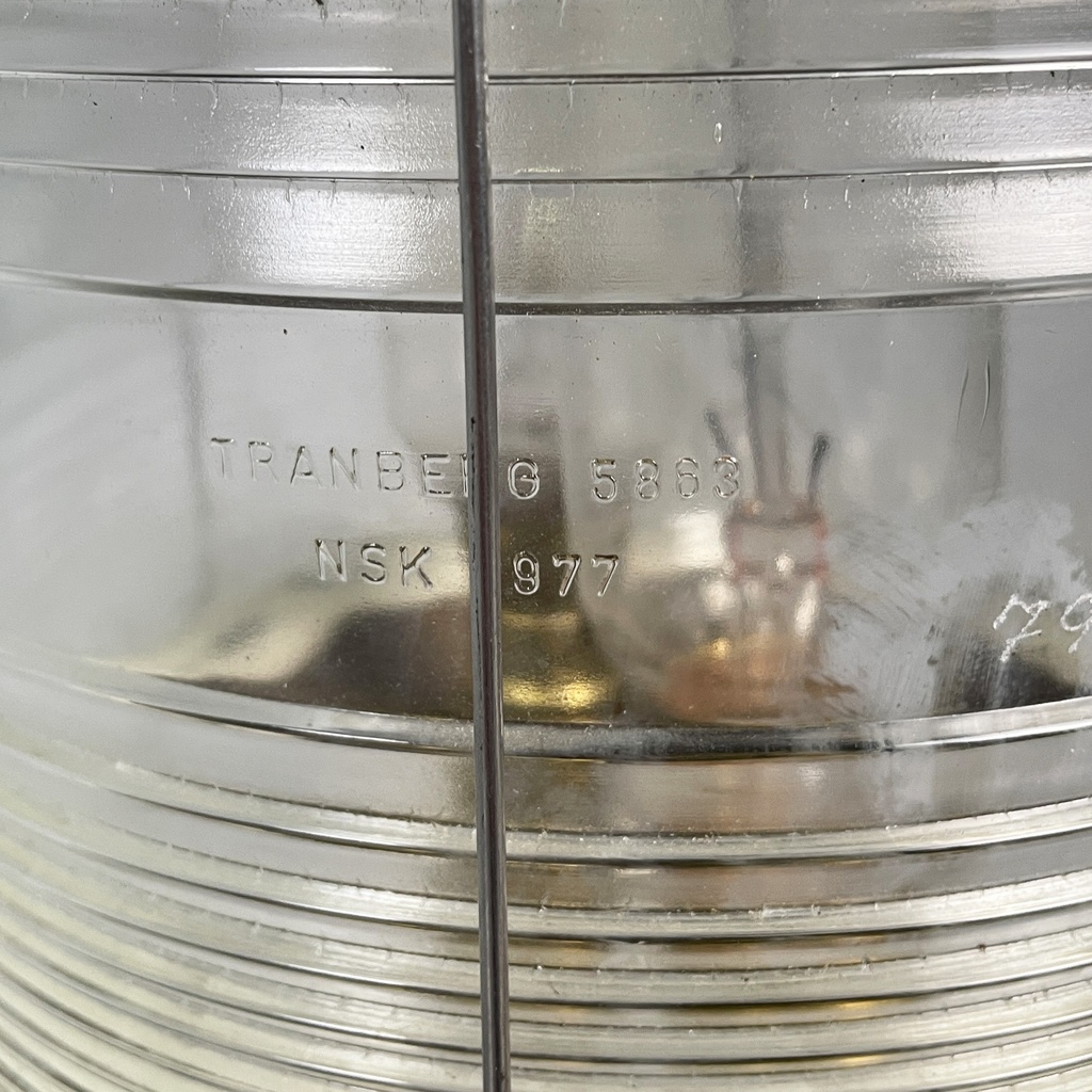 Lampada da nave in legno, vetro e metallo, 1950 ca.