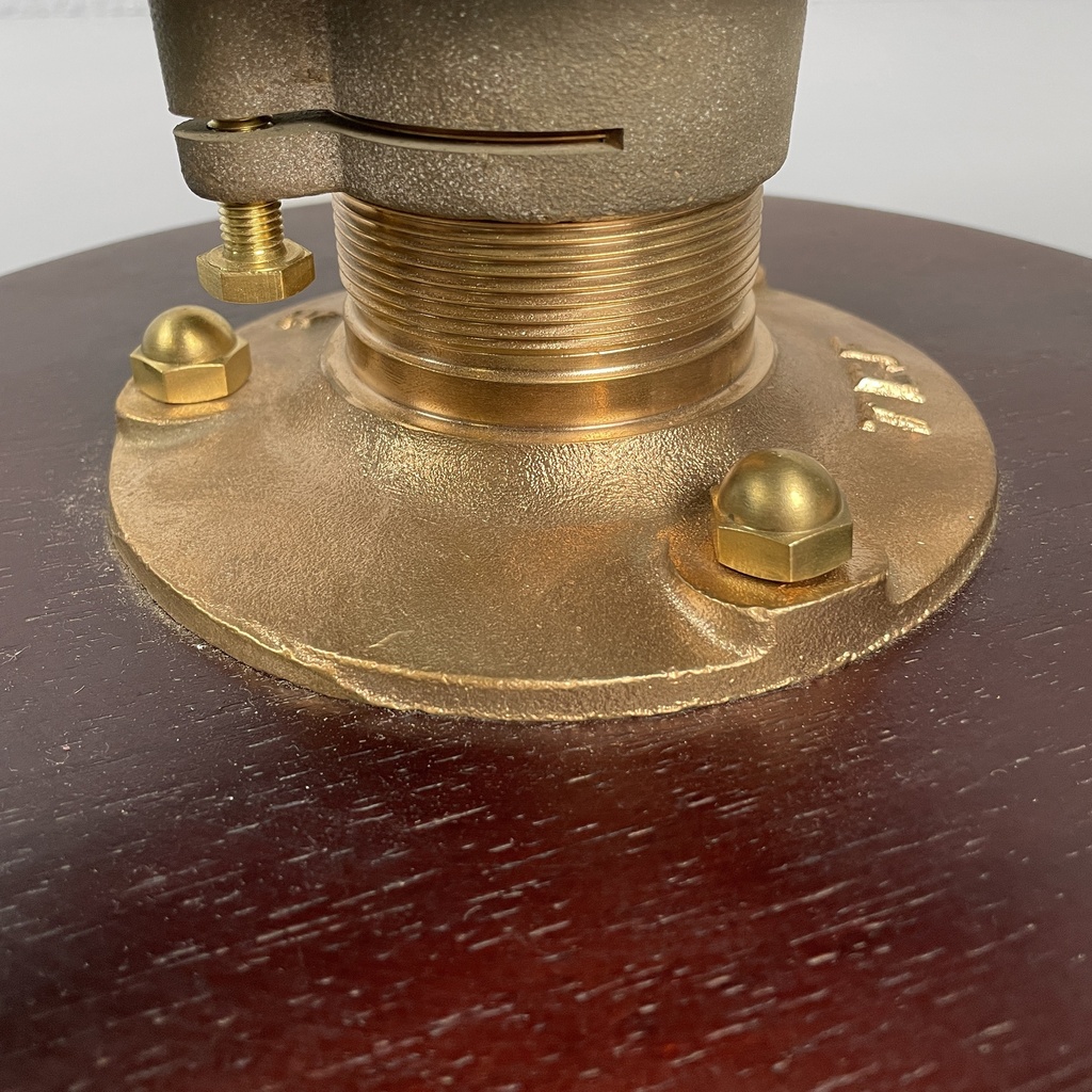 Lampada da nave in legno, vetro e metallo, 1950 ca.