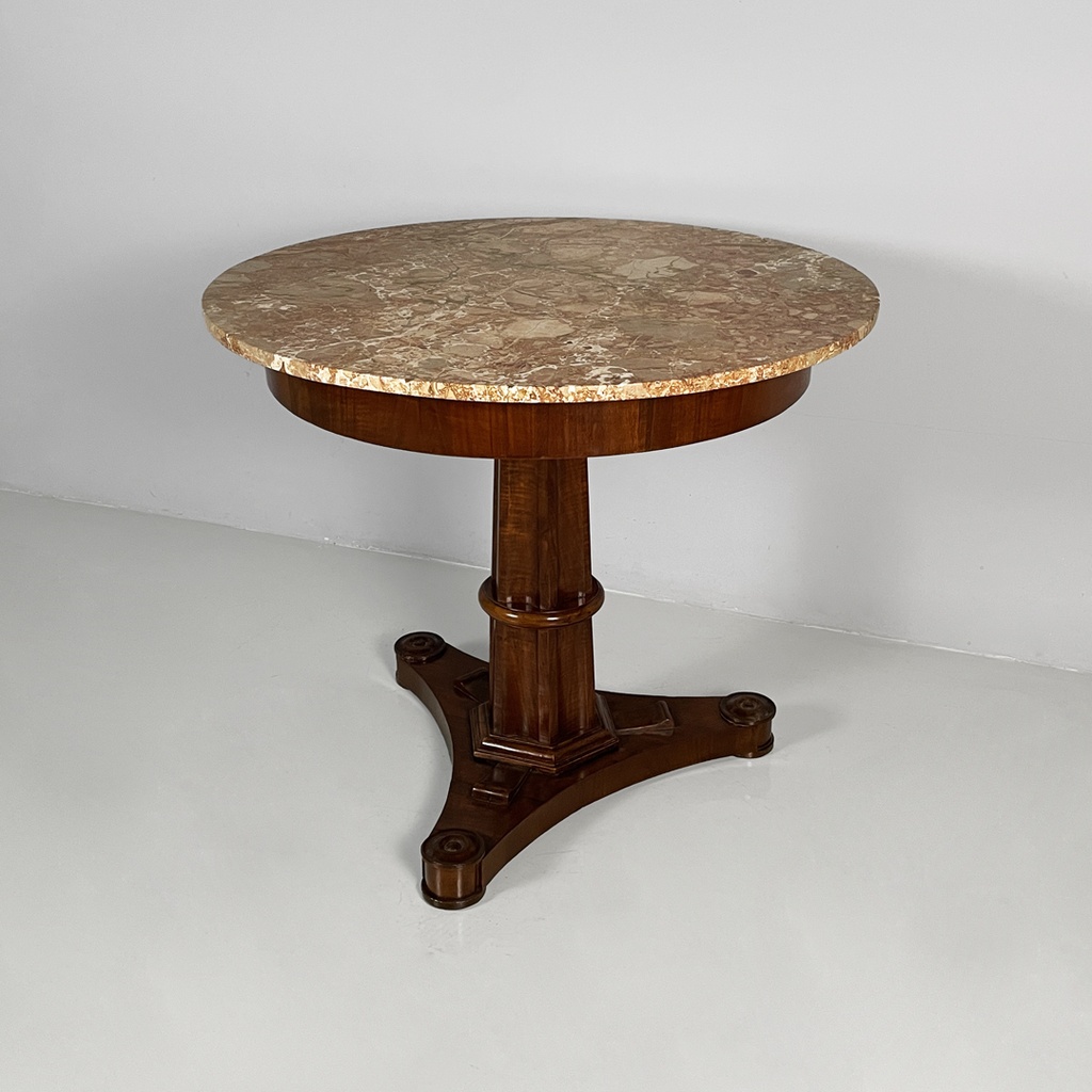 Tavolo da pranzo in legno e marmo, 1930 ca. 