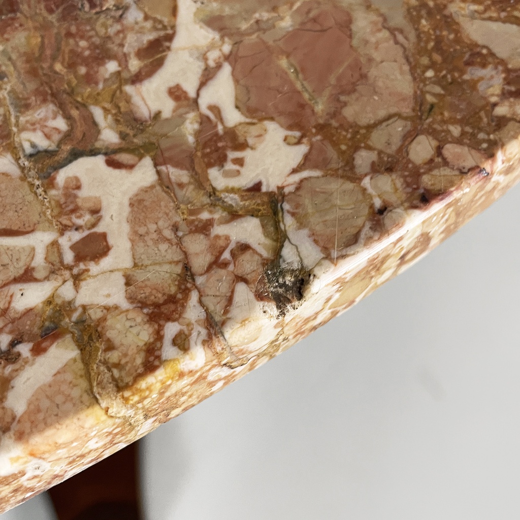 Tavolo da pranzo in legno e marmo, 1930 ca. 