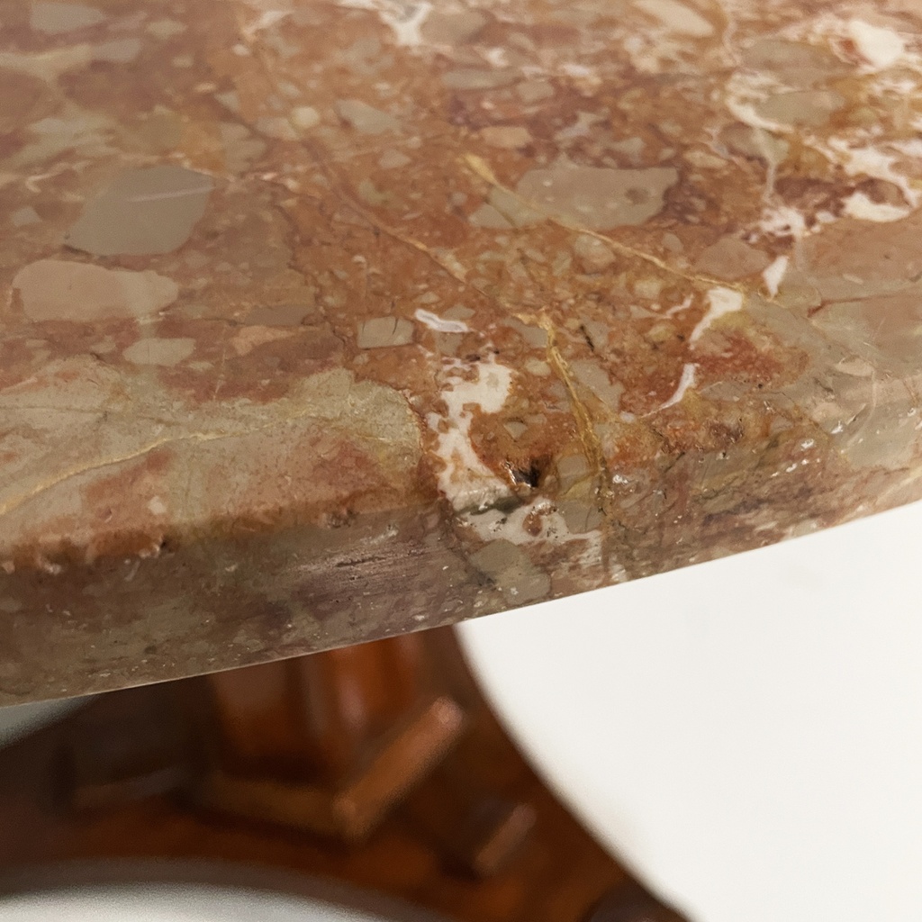 Tavolo da pranzo in legno e marmo, 1930 ca. 