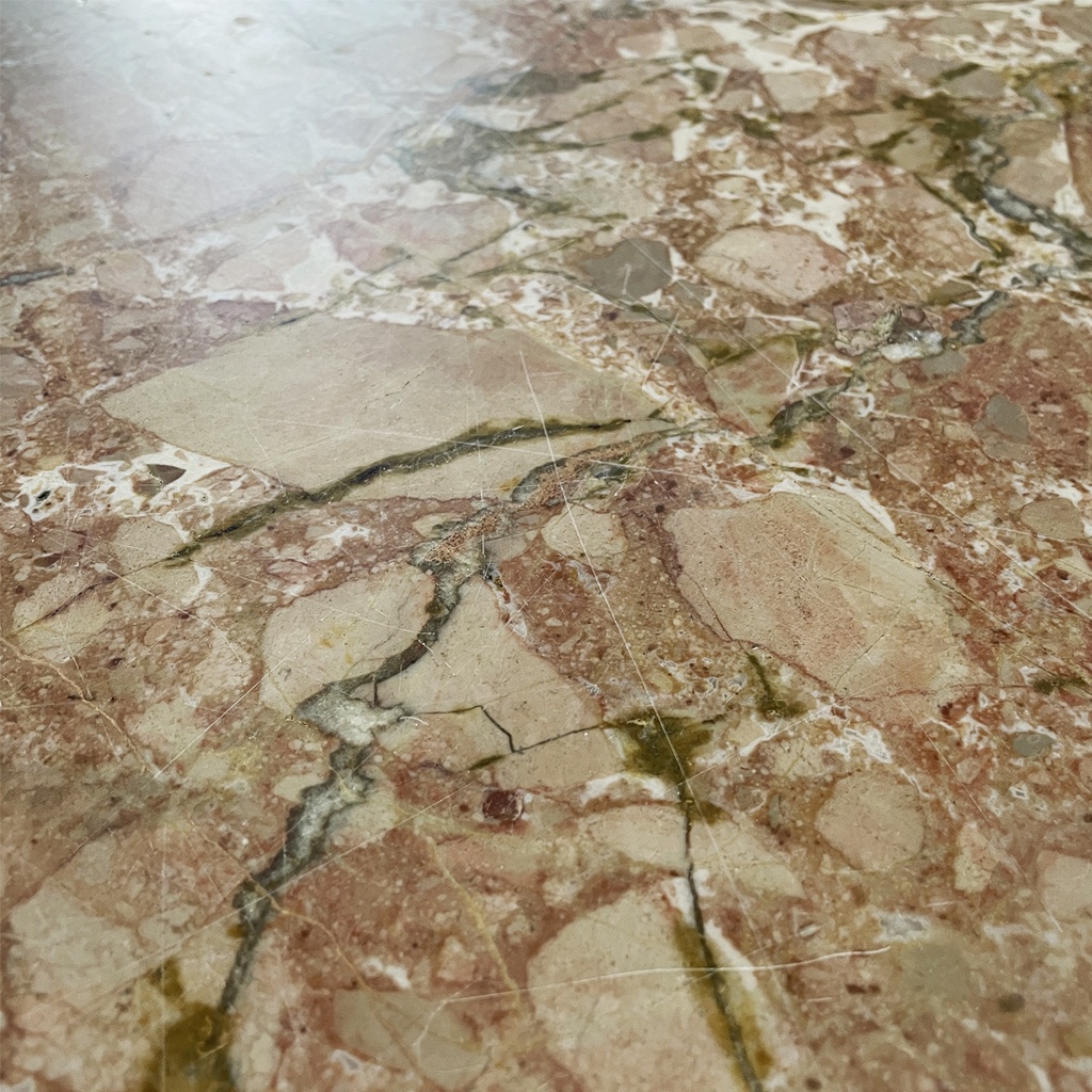 Tavolo da pranzo in legno e marmo, 1930 ca. 