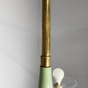 Lampadario in ottone, vetro e metallo verde, 1950 ca. 