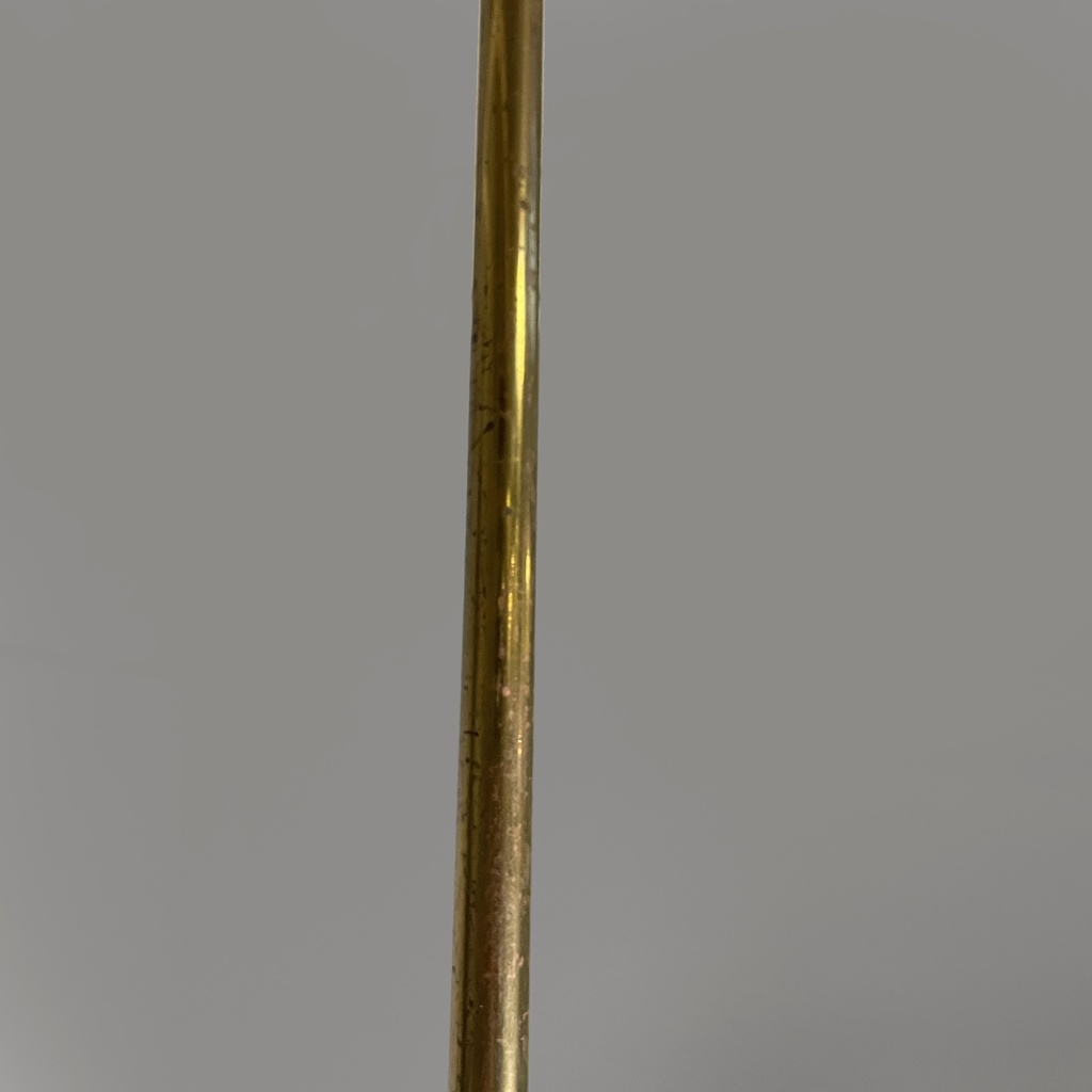 Lampadario in ottone, vetro e metallo verde, 1950 ca. 