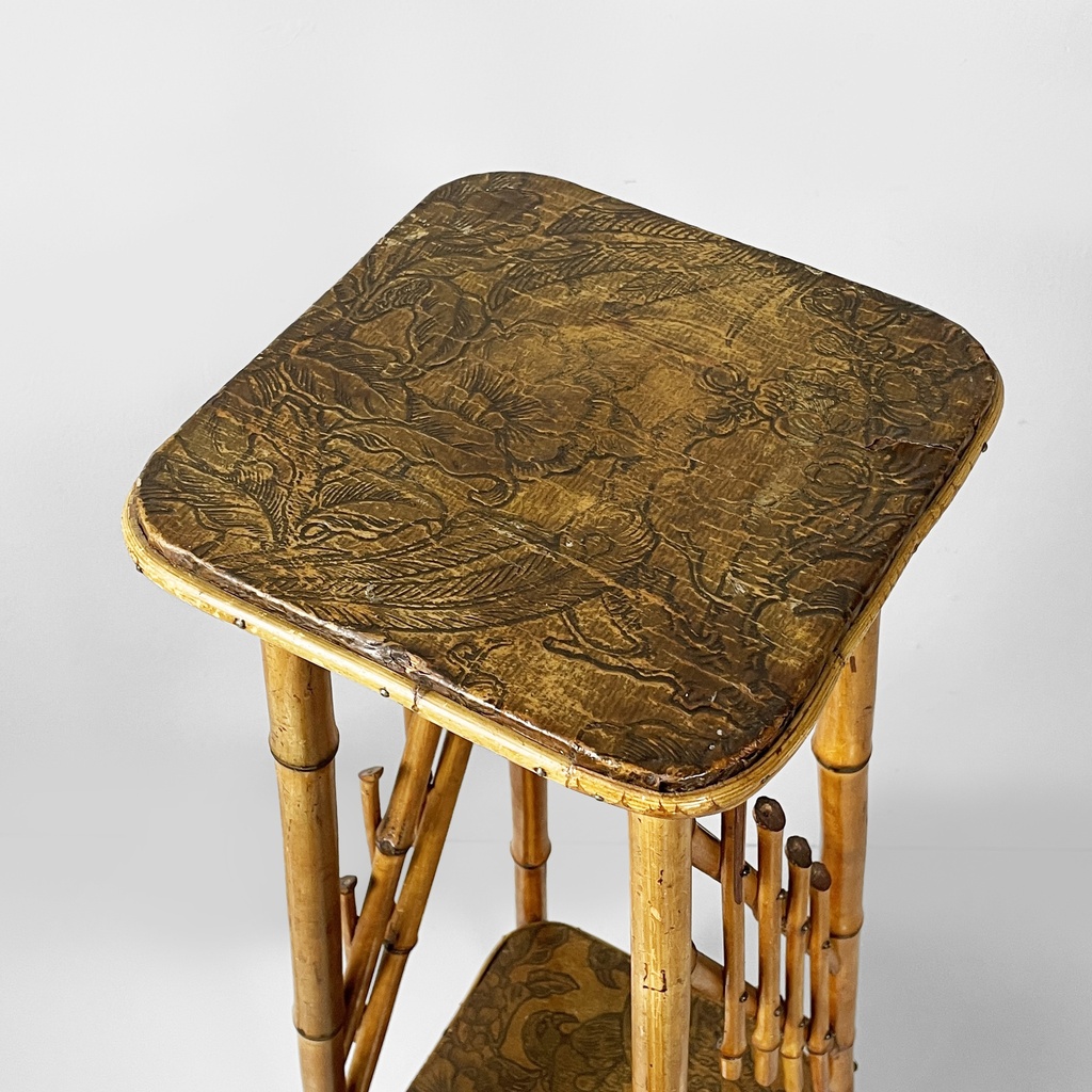 Piedistallo in pelle e bambù, 1930 ca.