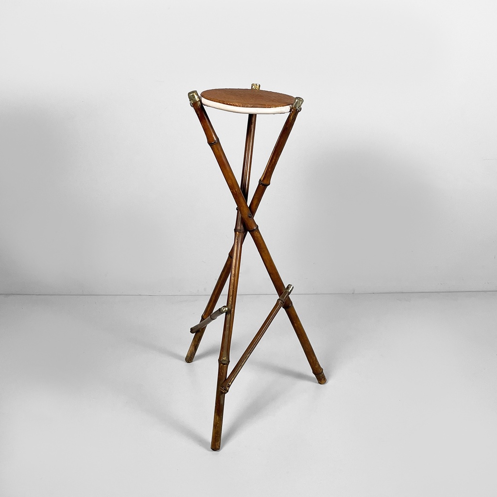 Piedistallo in pelle e bambù, 1930 ca.