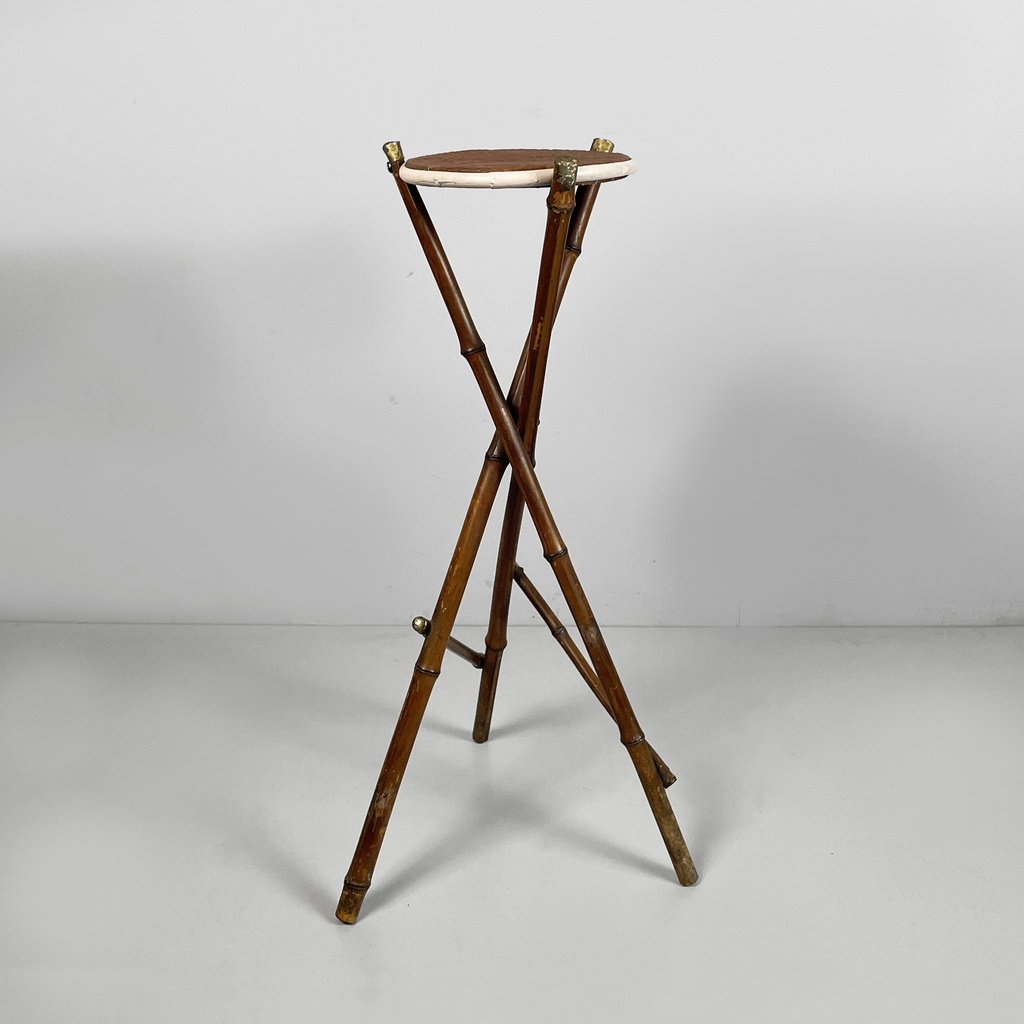 Piedistallo in pelle e bambù, 1930 ca.