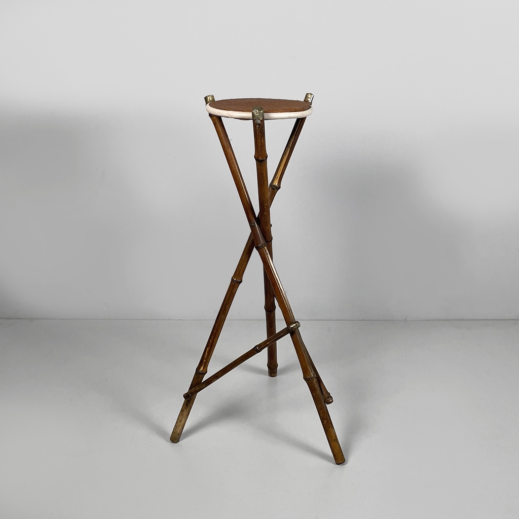 Piedistallo in pelle e bambù, 1930 ca.