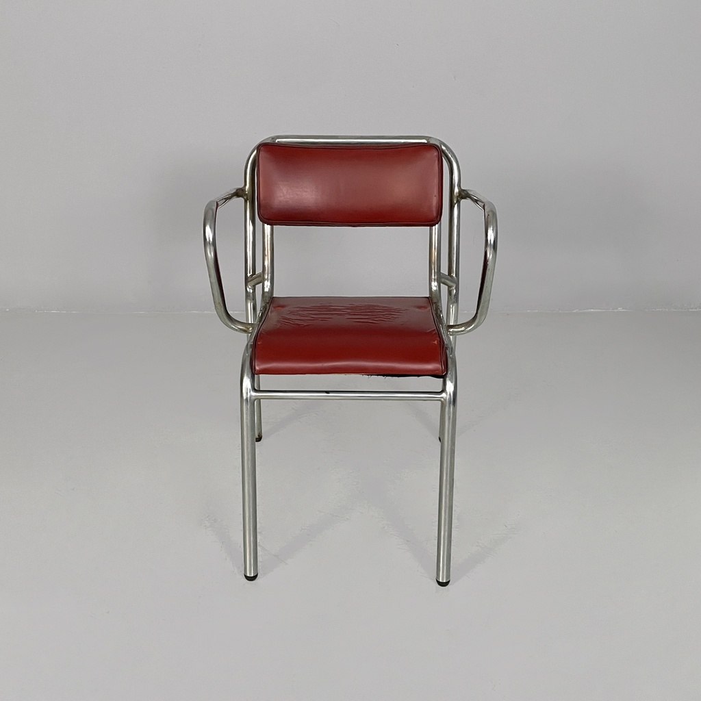 Sedie in alluminio e sky rosso, 1930 ca.