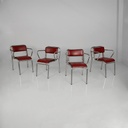 Sedie in alluminio e sky rosso, 1930 ca.