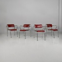 Sedie in alluminio e sky rosso, 1930 ca.