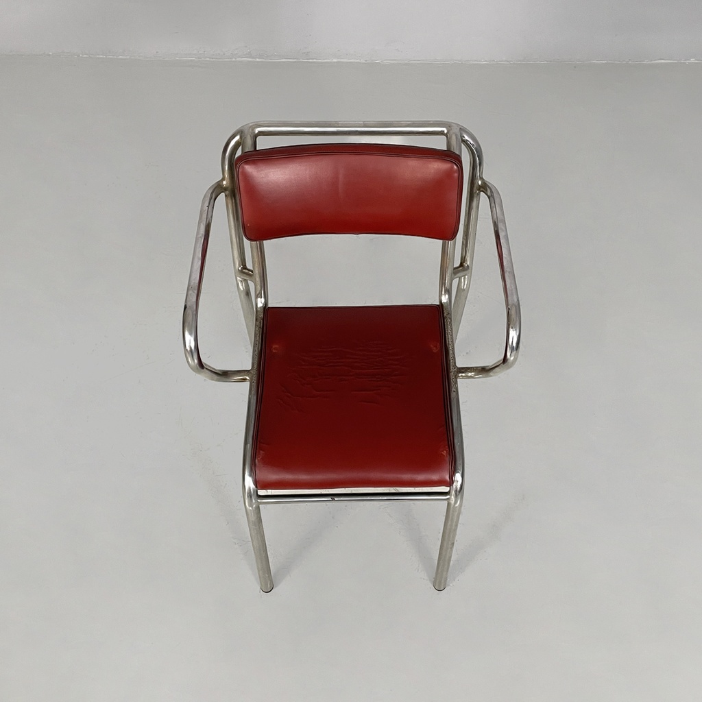 Sedie in alluminio e sky rosso, 1930 ca.