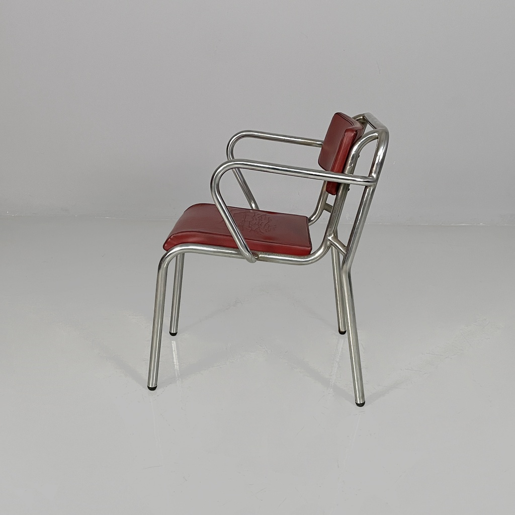 Sedie in alluminio e sky rosso, 1930 ca.