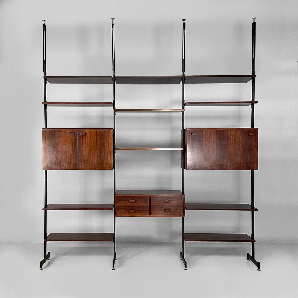 Libreria in legno e metallo, 1960 ca.
