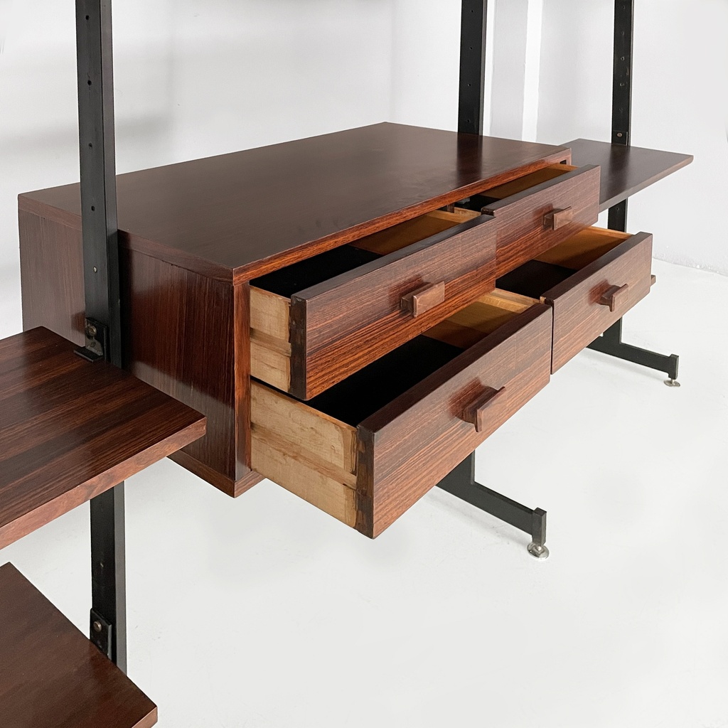 Libreria in legno e metallo, 1960 ca.