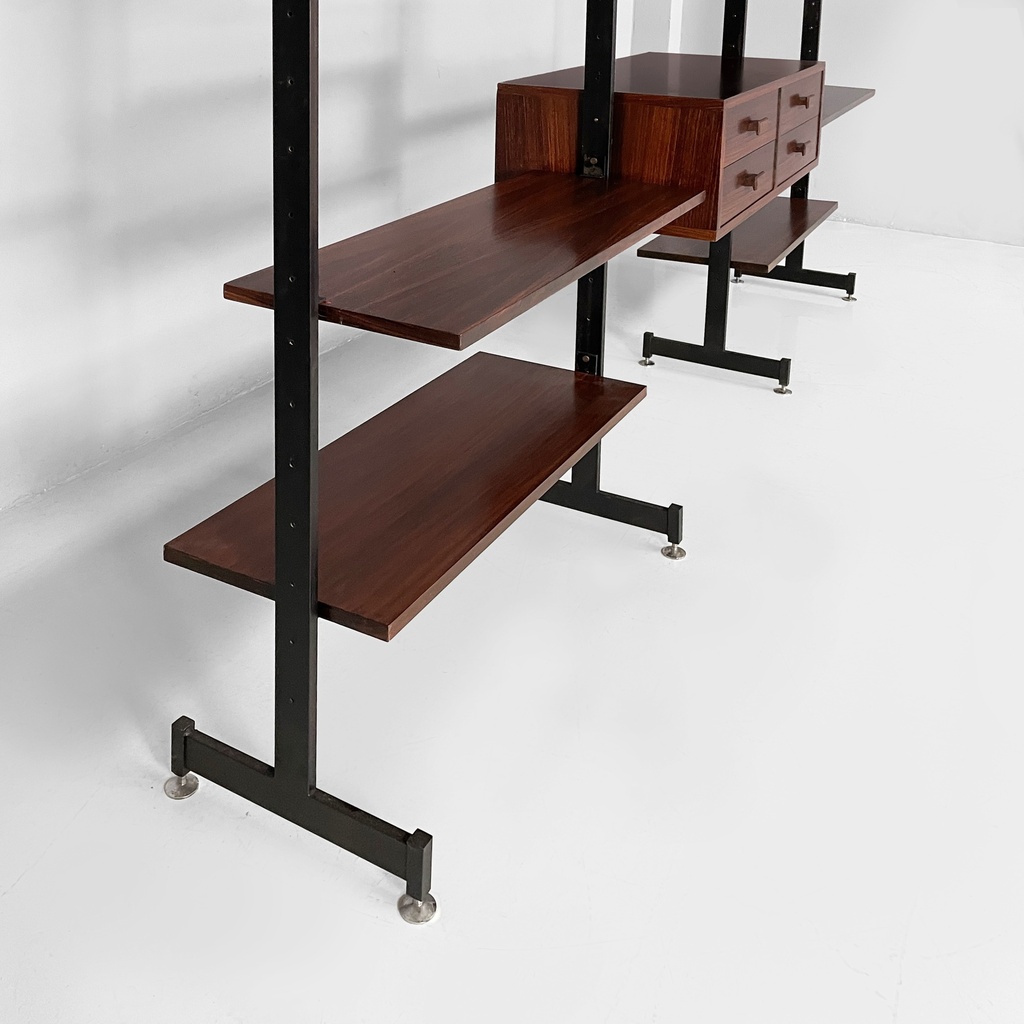 Libreria in legno e metallo, 1960 ca.