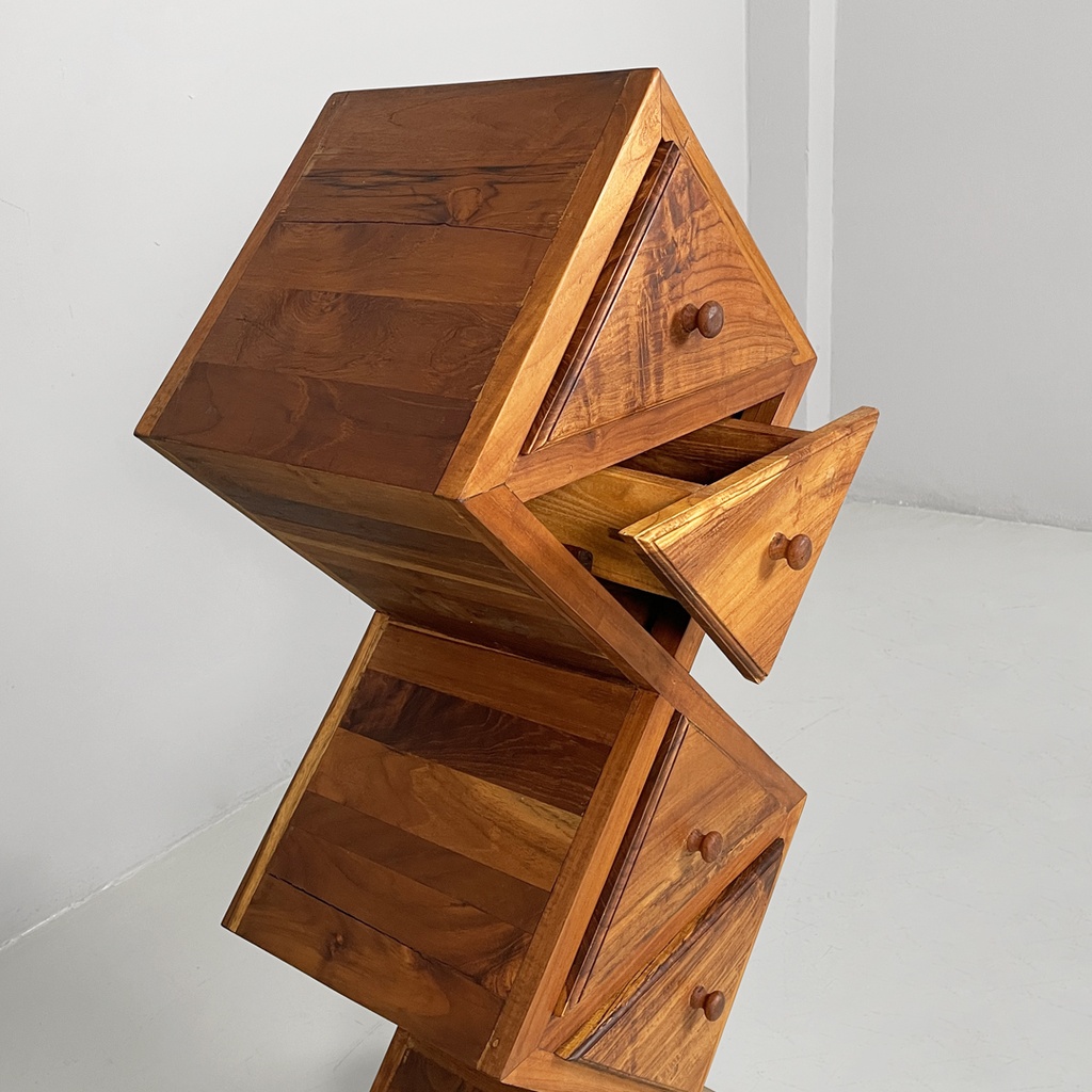 Cassettiera in legno massello, 1980 ca.