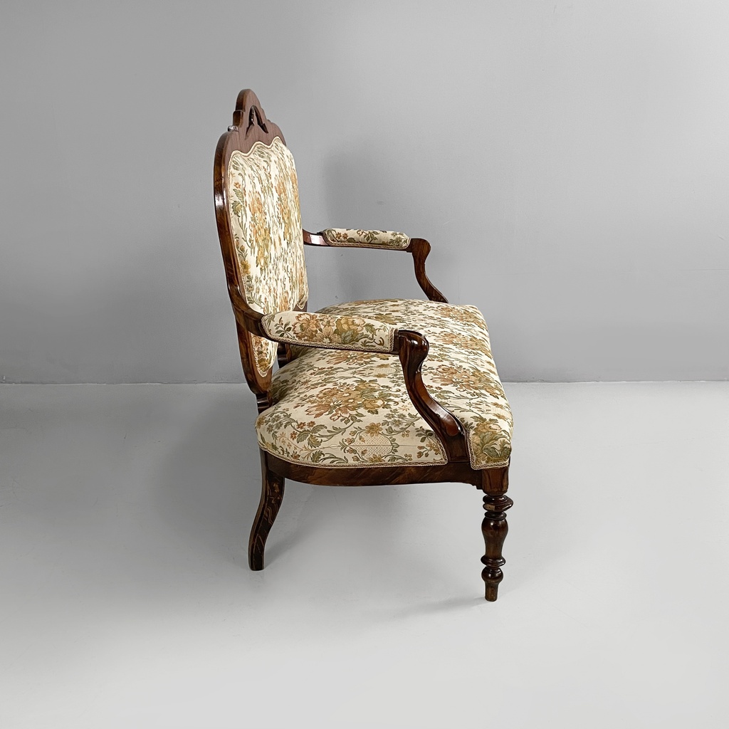 Divano in tessuto e legno, 1930 ca.