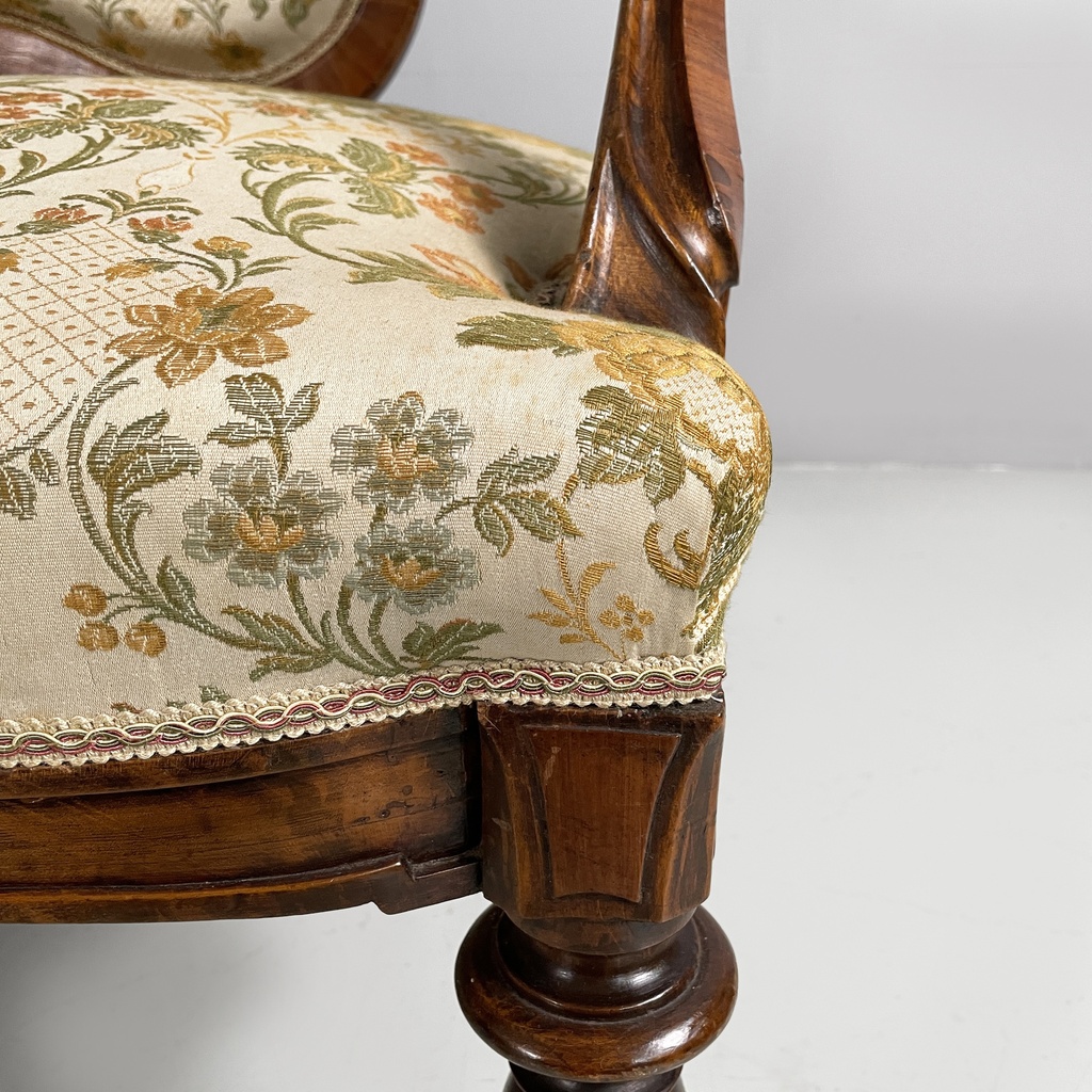 Divano in tessuto e legno, 1930 ca.