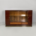 Mobile bar con lampada in legno, vetro e specchio, 1930 ca.