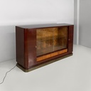 Mobile bar con lampada in legno, vetro e specchio, 1930 ca.