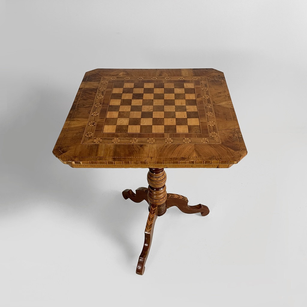 Tavolo scacchiera in legno, 1930 ca.