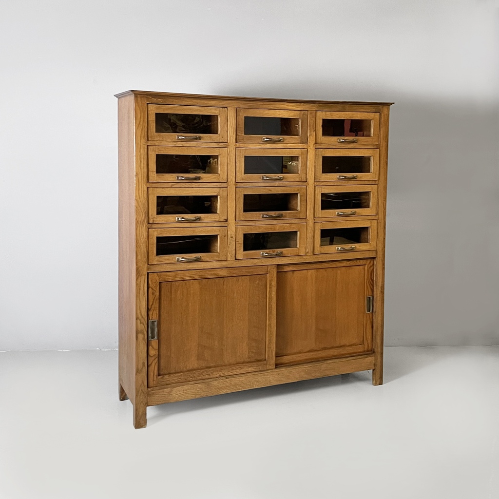 Sideboard con cassetti in legno e vetro, 1940 ca.