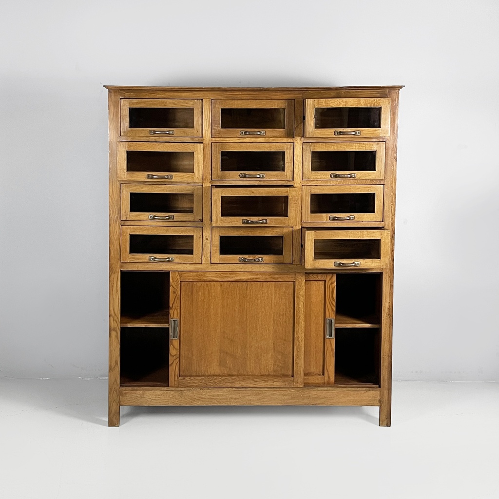 Sideboard con cassetti in legno e vetro, 1940 ca.