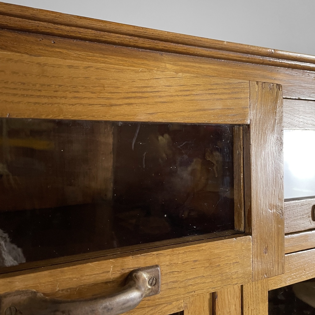 Sideboard con cassetti in legno e vetro, 1940 ca.