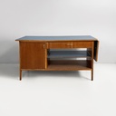 Tavolo da lavoro in legno e formica azzurra, 1960 ca.