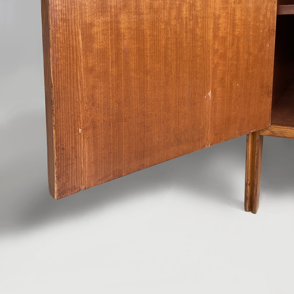 Tavolo da lavoro in legno e formica azzurra, 1960 ca.