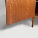 Tavolo da lavoro in legno e formica azzurra, 1960 ca.