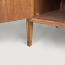 Tavolo da lavoro in legno e formica azzurra, 1960 ca.