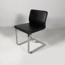 Sedia in pelle nera e acciaio, 1980 ca.