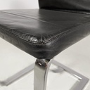 Sedia in pelle nera e acciaio, 1980 ca.