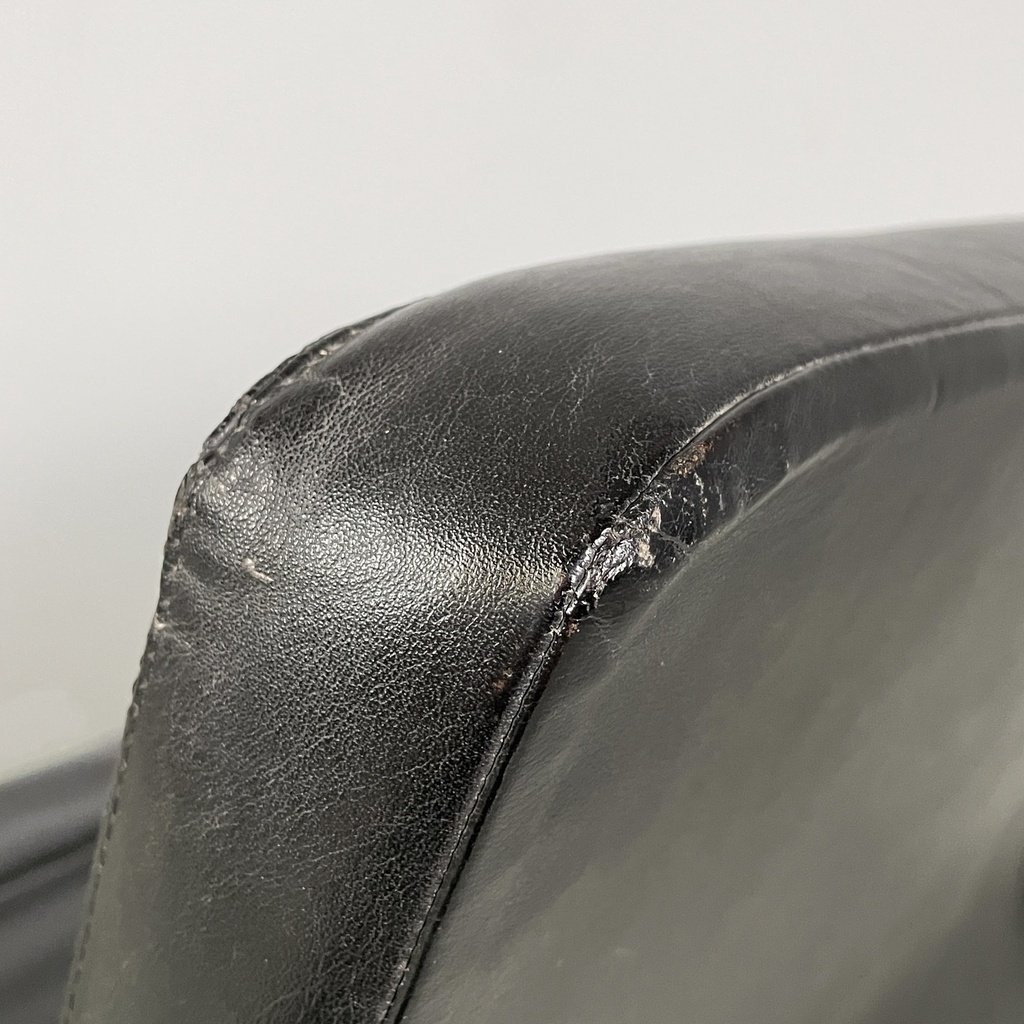 Sedia in pelle nera e acciaio, 1980 ca.