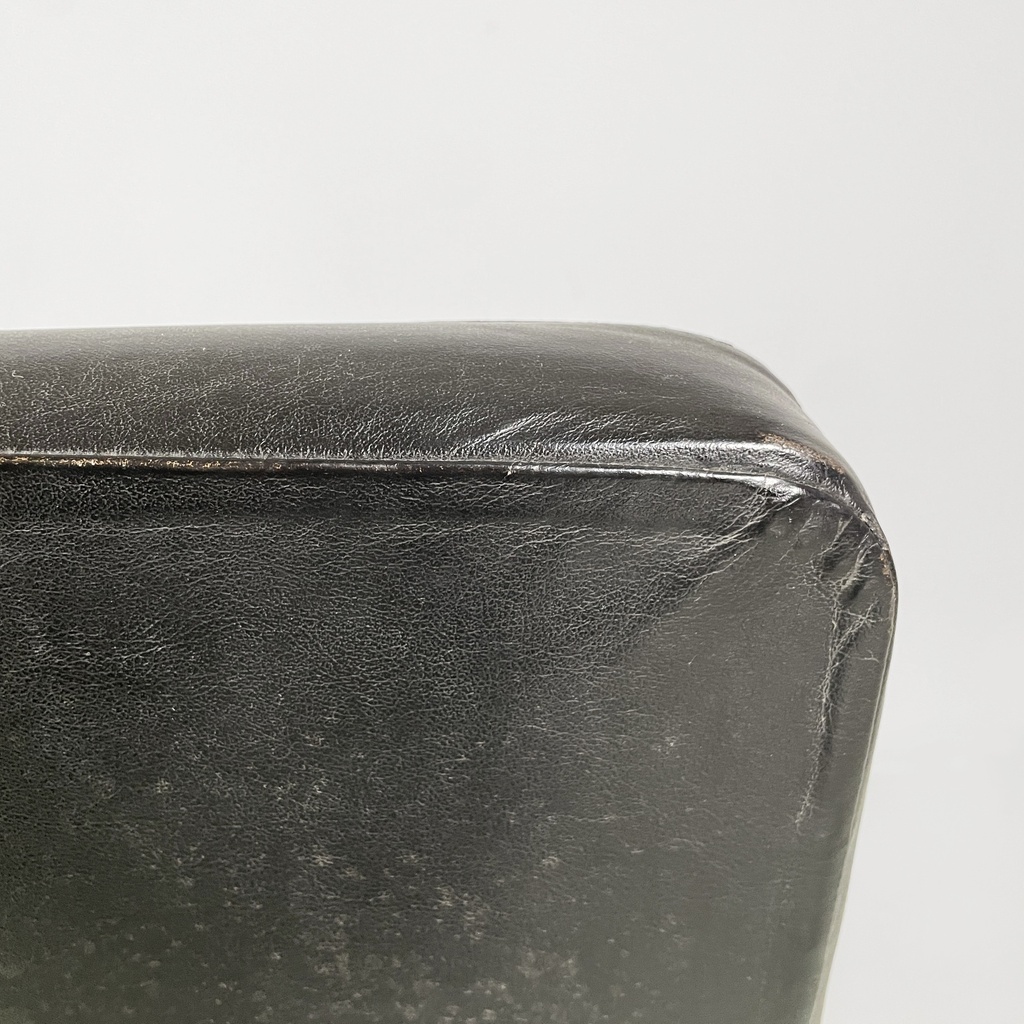 Sedia in pelle nera e acciaio, 1980 ca.