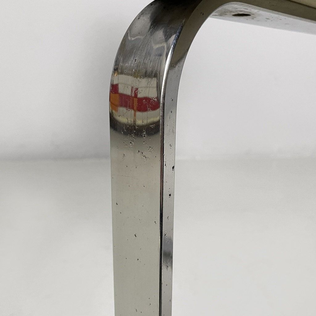 Sedia in pelle nera e acciaio, 1980 ca.