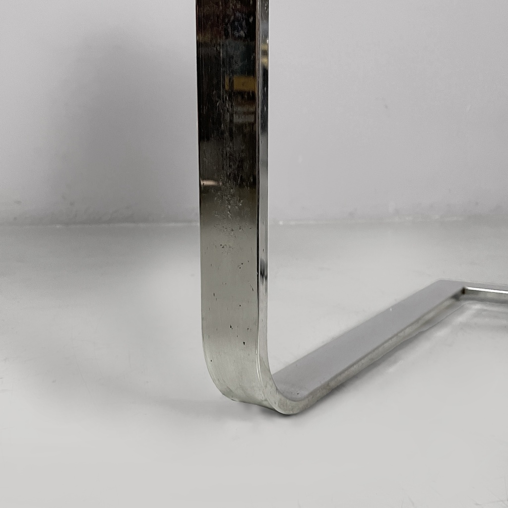 Sedia in pelle nera e acciaio, 1980 ca.