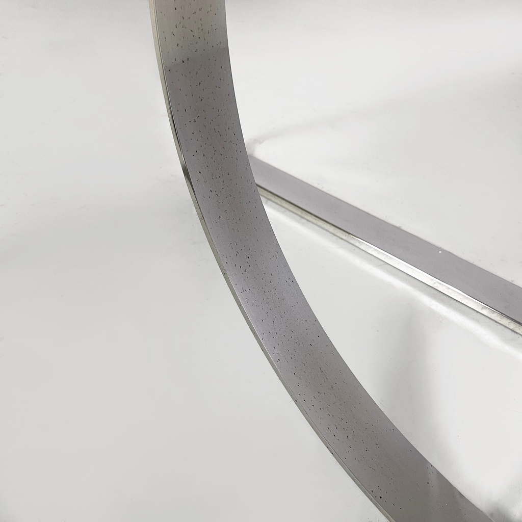 Sedia in pelle nera e acciaio, 1980 ca.