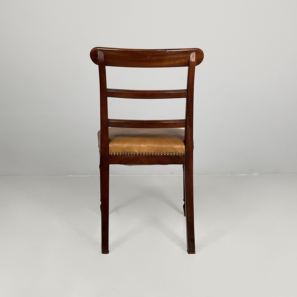 Sedie in legno e pelle marrone, 1930 ca.