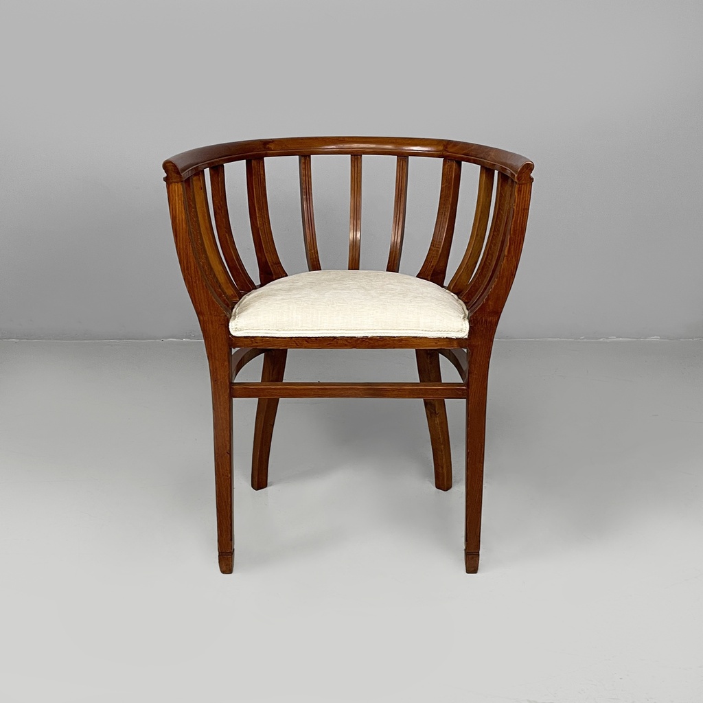 Sedia a pozzetto in legno e tessuto, 1930 ca.