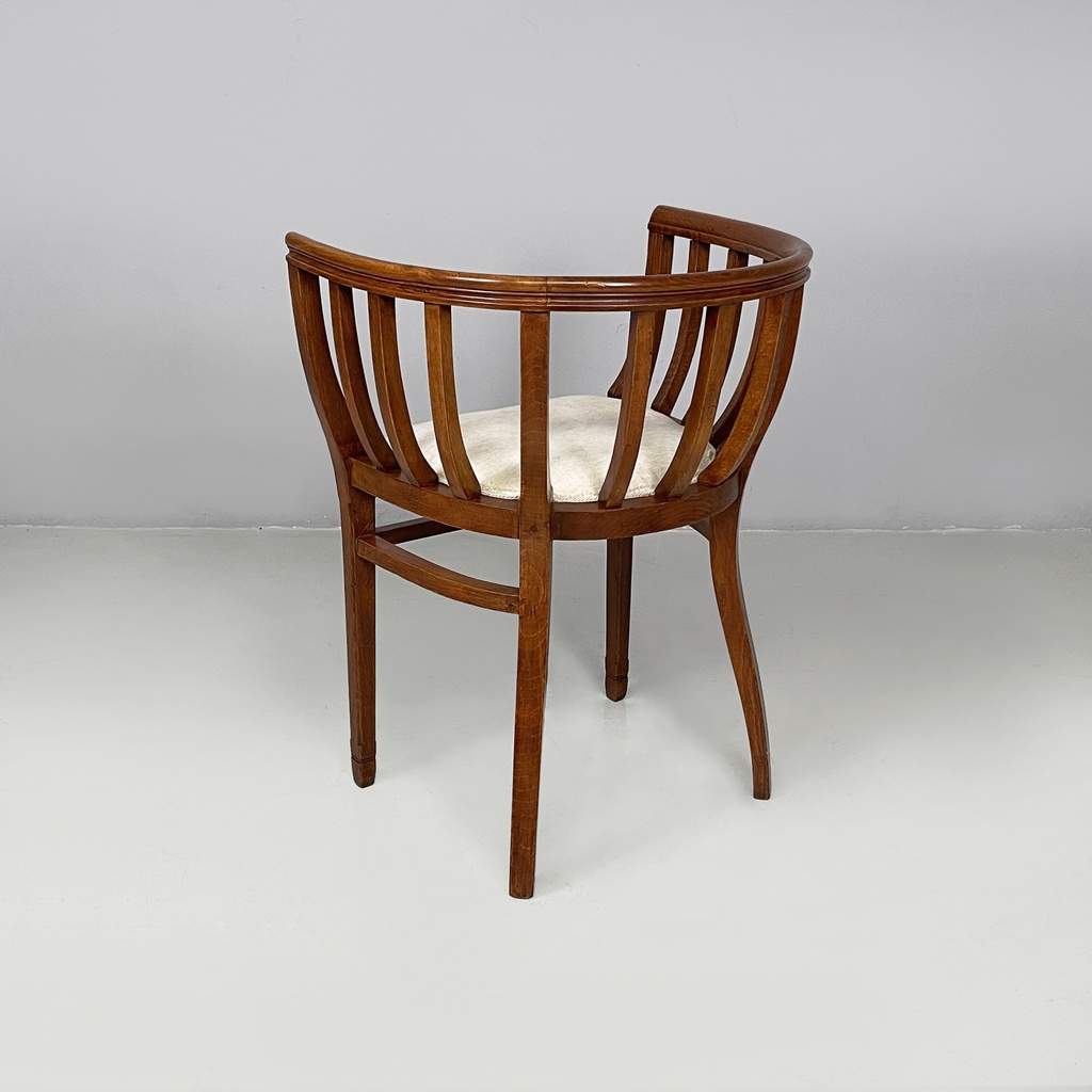 Sedia a pozzetto in legno e tessuto, 1930 ca.