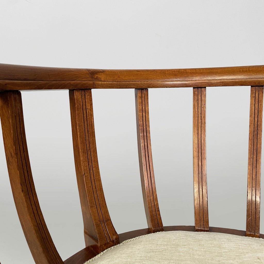 Sedia a pozzetto in legno e tessuto, 1930 ca.