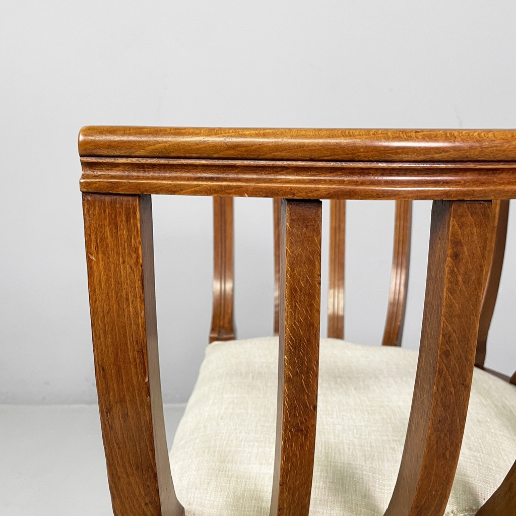 Sedia a pozzetto in legno e tessuto, 1930 ca.