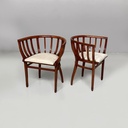 Sedie a pozzetto in legno e tessuto bianco, 1930 ca.