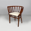 Sedie a pozzetto in legno e tessuto bianco, 1930 ca.