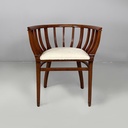 Sedie a pozzetto in legno e tessuto bianco, 1930 ca.