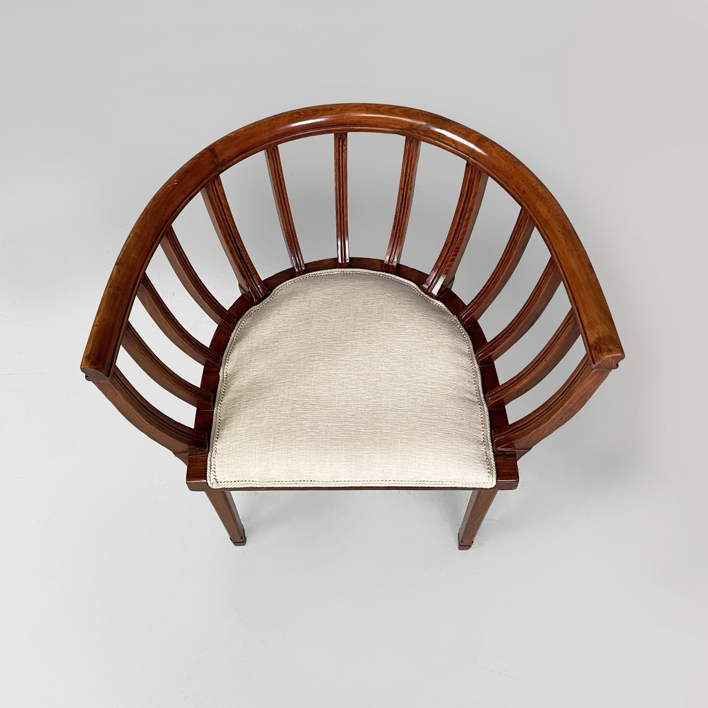 Sedie a pozzetto in legno e tessuto bianco, 1930 ca.